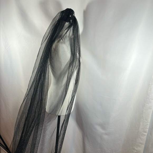 Black Sparkly Wedding Bridal Long 10ft Veil - Picture 5 of 6